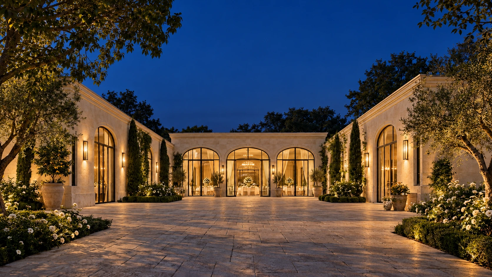Crystal Palace website courtyard, night view